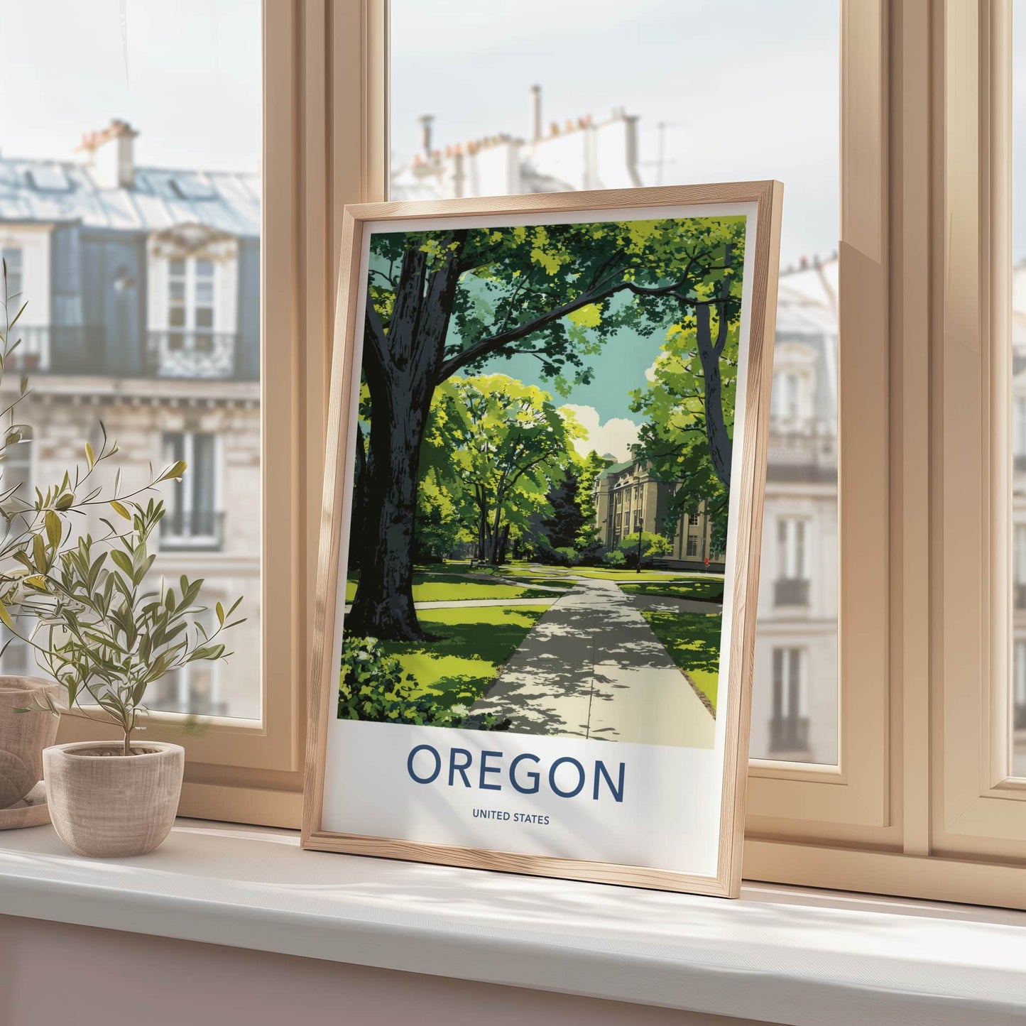 Oregon Poster - Oregon Wall Art - Campus Building Trees Home Decor