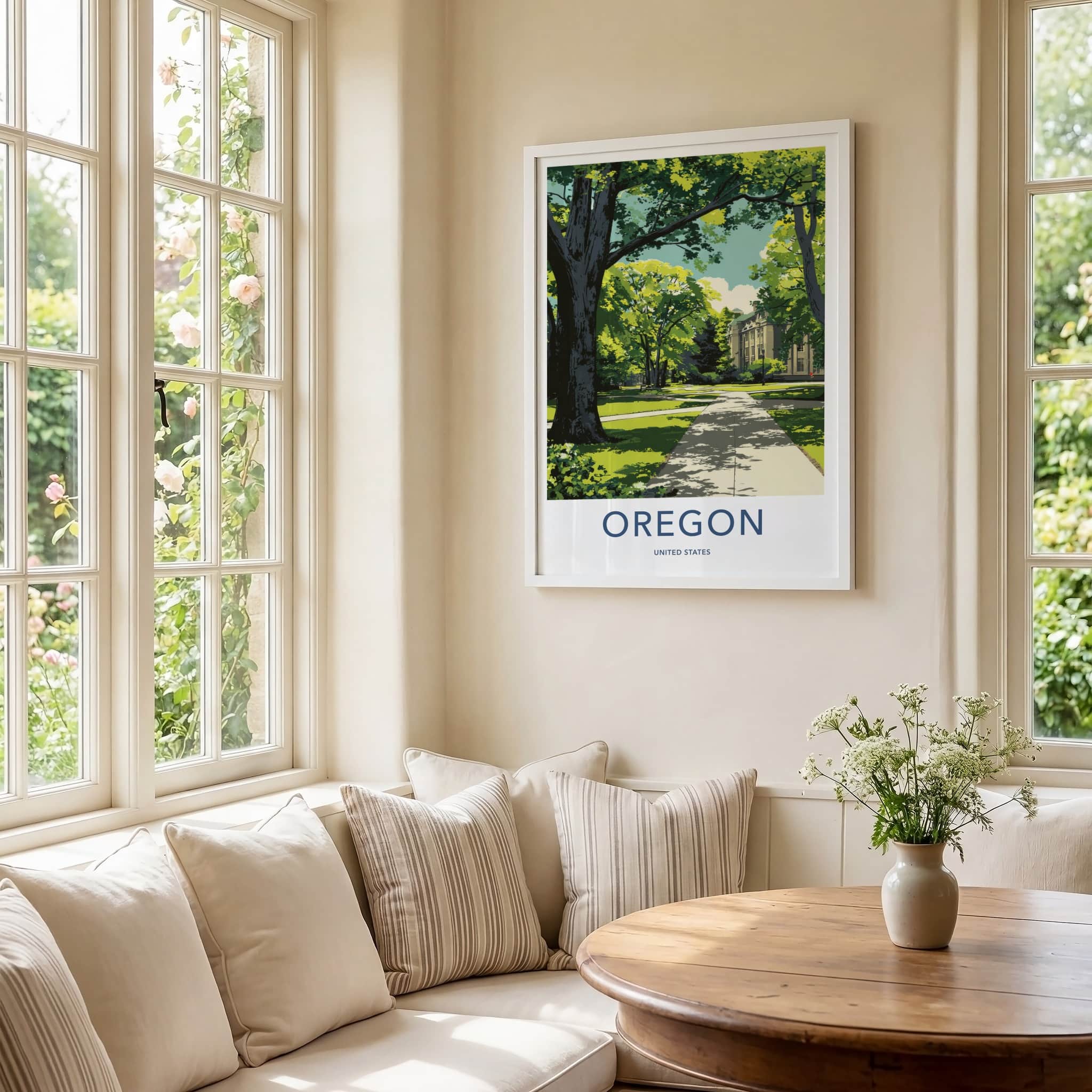 Oregon Poster - Oregon Wall Art - Campus Building Trees Home Decor