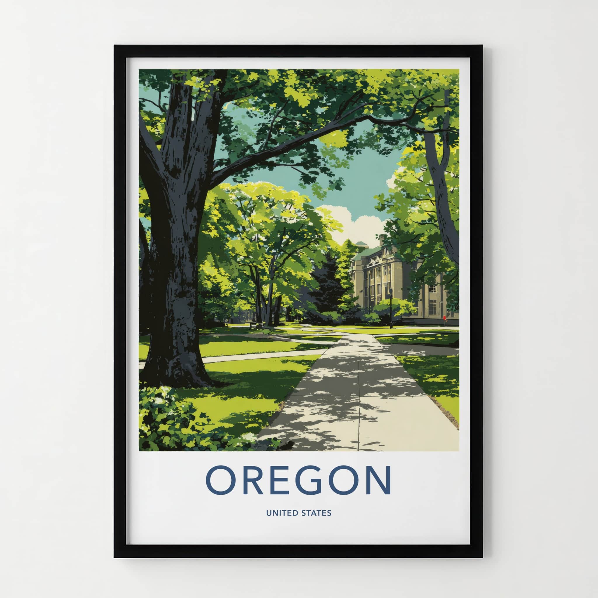 Oregon Poster - Oregon Wall Art - Campus Building Trees Home Decor