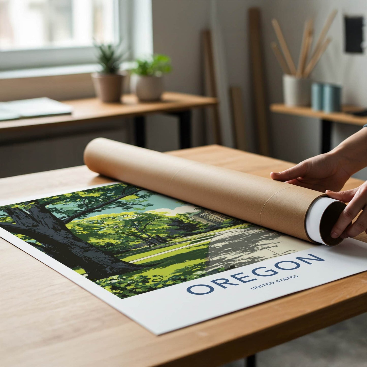 Oregon Poster - Oregon Wall Art - Campus Building Trees Home Decor
