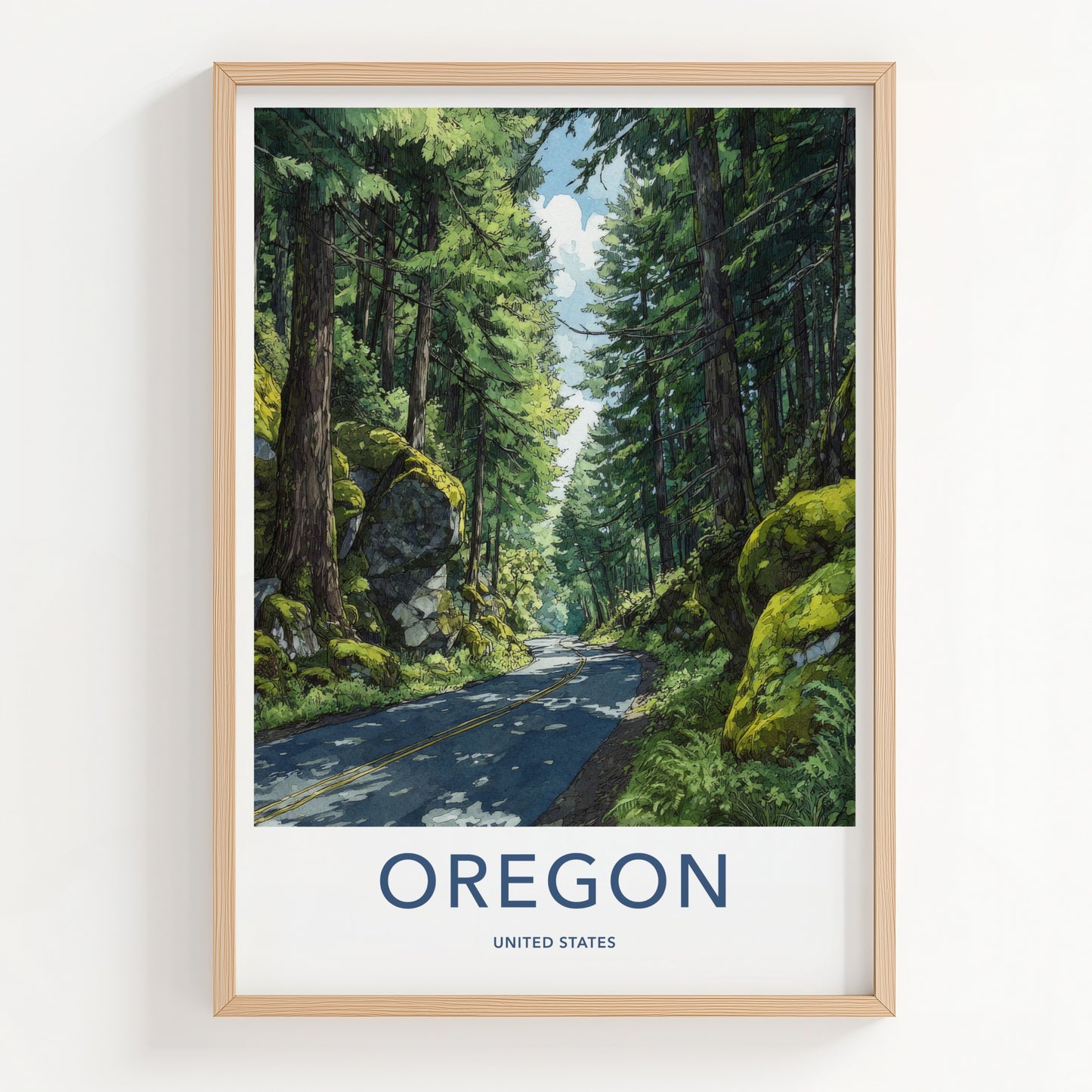 Oregon Poster - Oregon Wall Art Winding Forest Road Home Decor