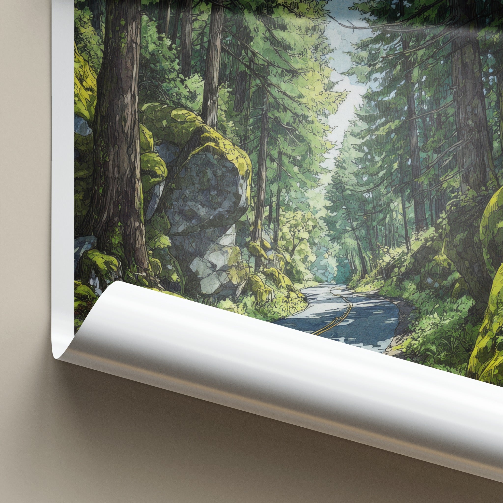 Oregon Poster - Oregon Wall Art Winding Forest Road Home Decor
