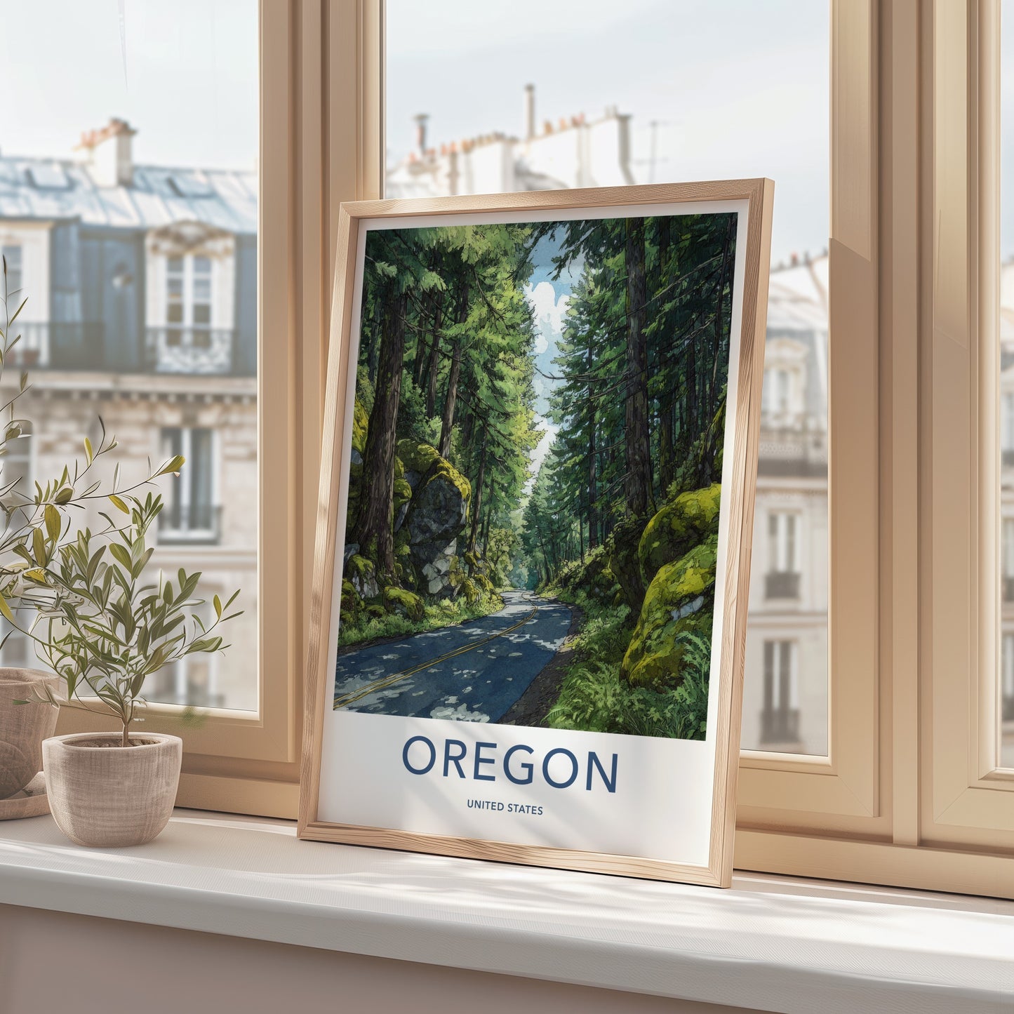 Oregon Poster - Oregon Wall Art Winding Forest Road Home Decor
