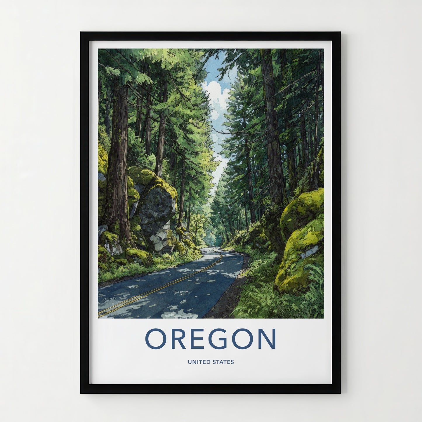 Oregon Poster - Oregon Wall Art Winding Forest Road Home Decor