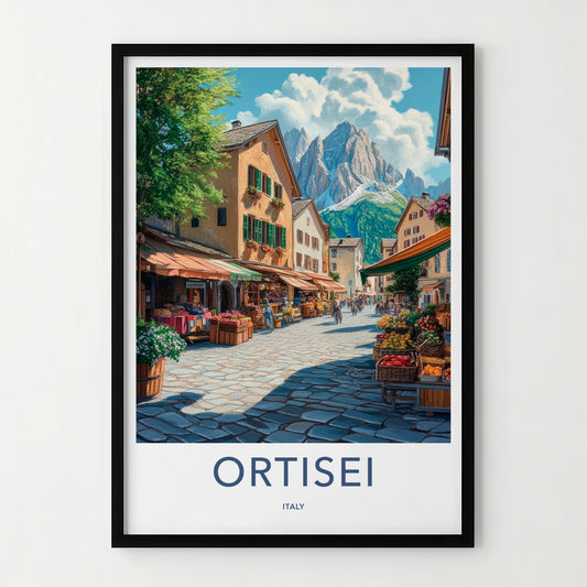 Ortisei Poster - Italy Travel Art - Mountain Village Market Home Decor