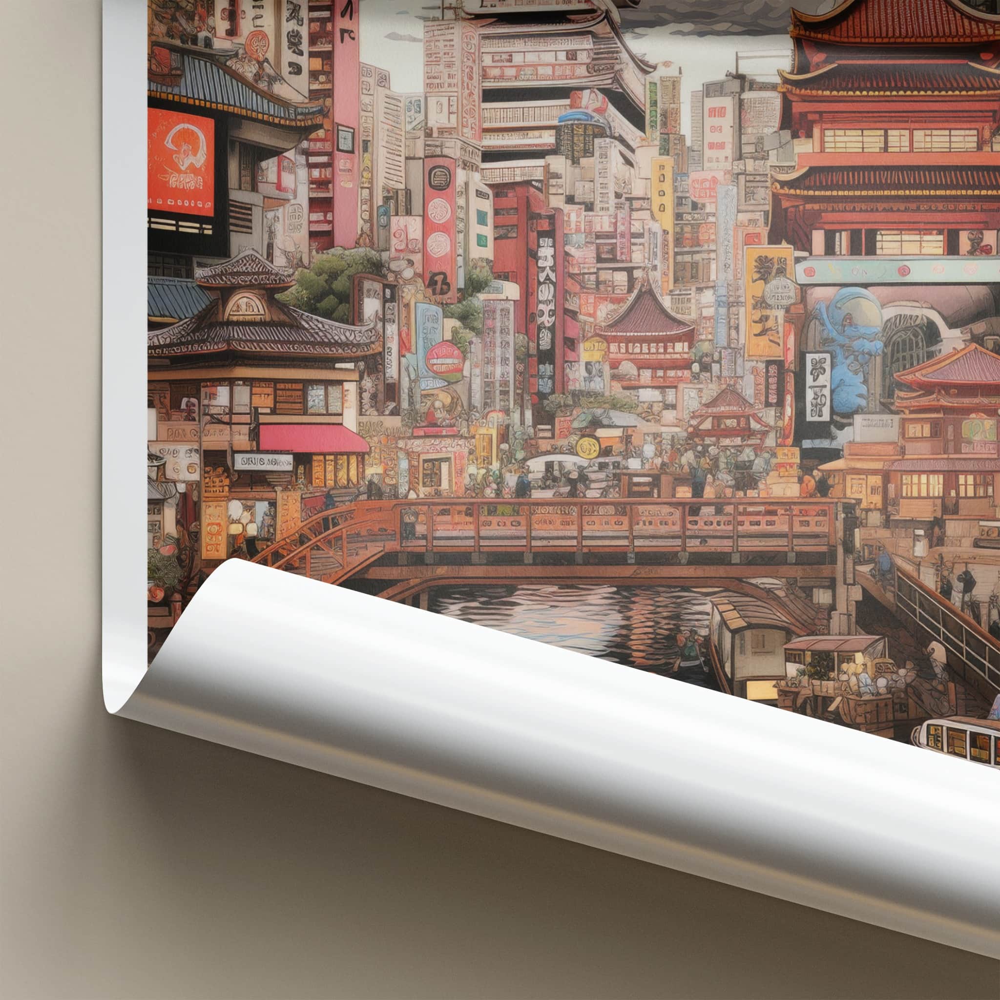 Osaka Poster - Japan Framed Print - Historic Riverside City Gallery Art