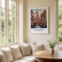 Osaka Poster - Japan Framed Print - Historic Riverside City Gallery Art