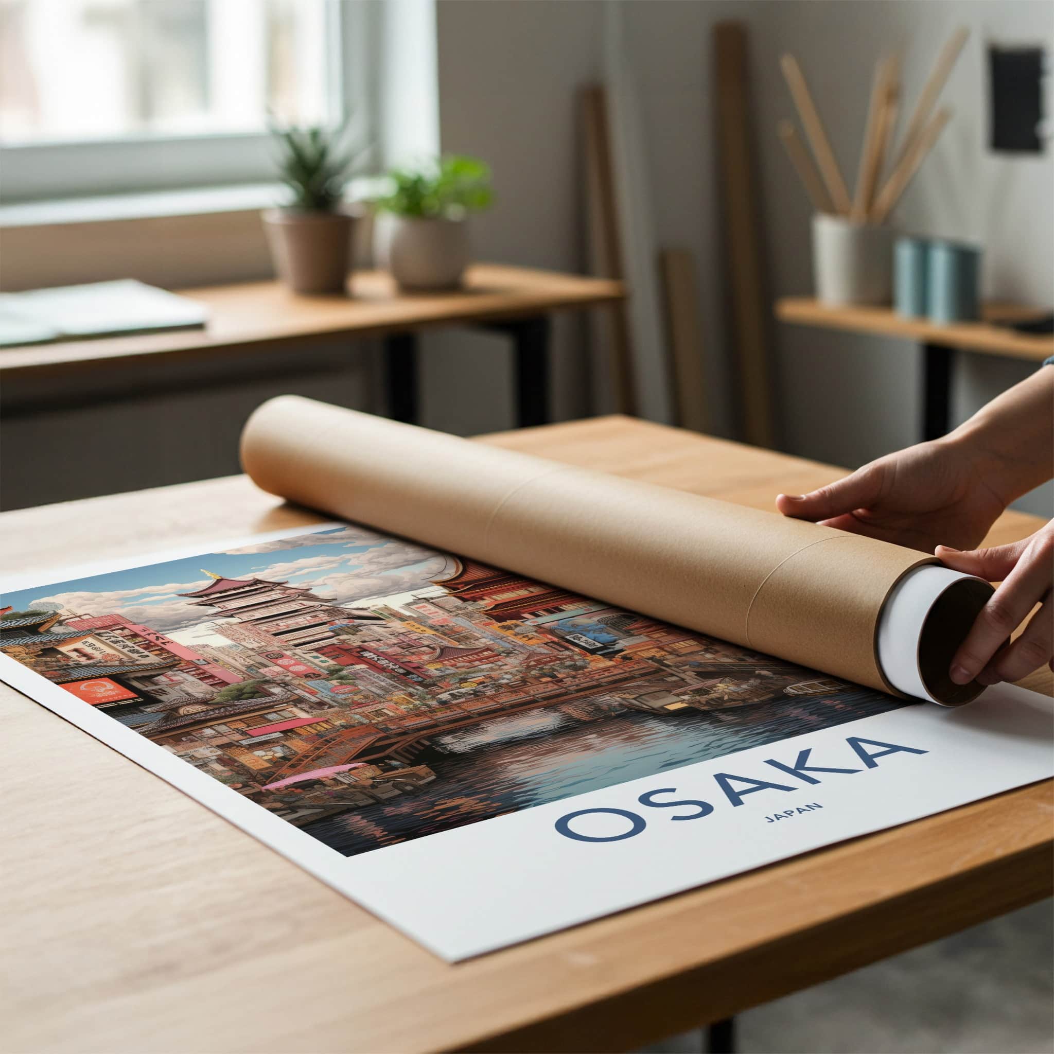 Osaka Poster - Japan Framed Print - Historic Riverside City Gallery Art