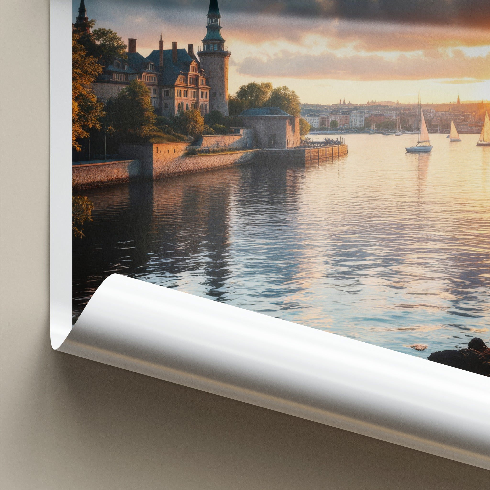 Oslo Poster - Norway Travel Art - Fjord City Sailboats Home Decor