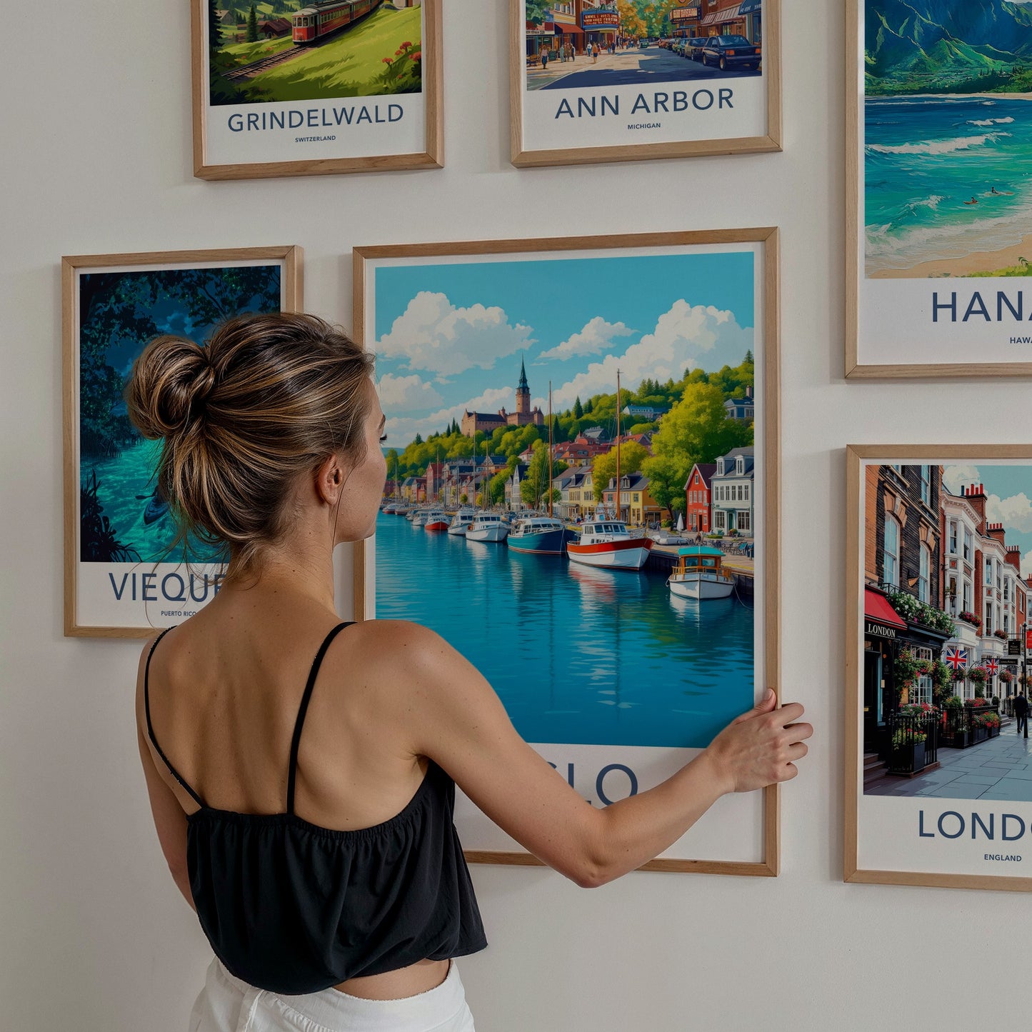 Oslo Poster - Norway Travel Art - Picturesque Harbor City Home Decor