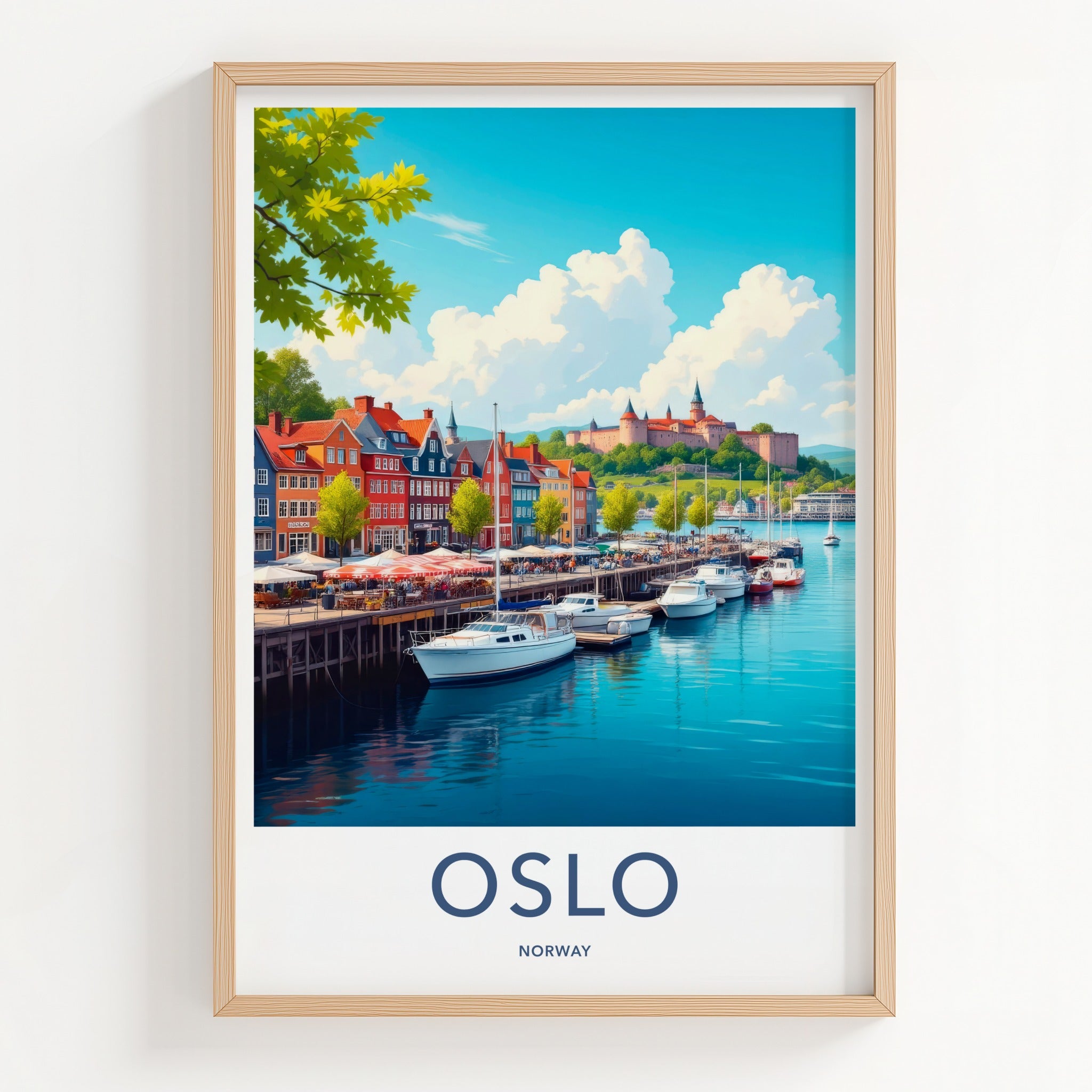 Oslo Poster - Norway Travel Art - Vibrant Waterfront Scene Home Decor