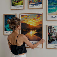 Otautahi Poster - New Zealand Travel Art - Golden River Sunset Wall Decor