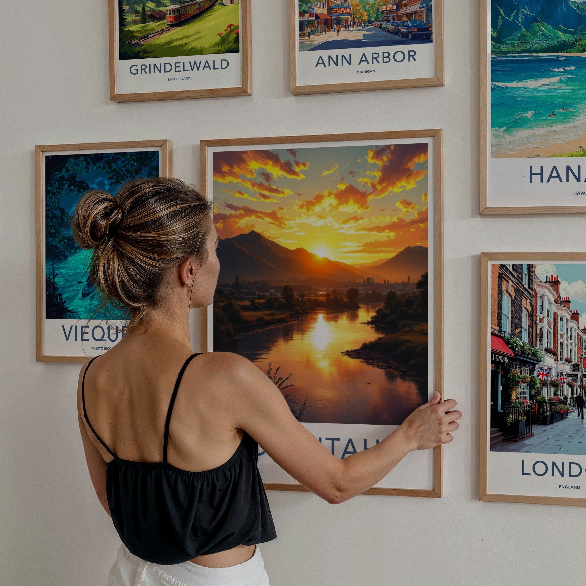 Otautahi Poster - New Zealand Travel Art - Golden River Sunset Wall Decor
