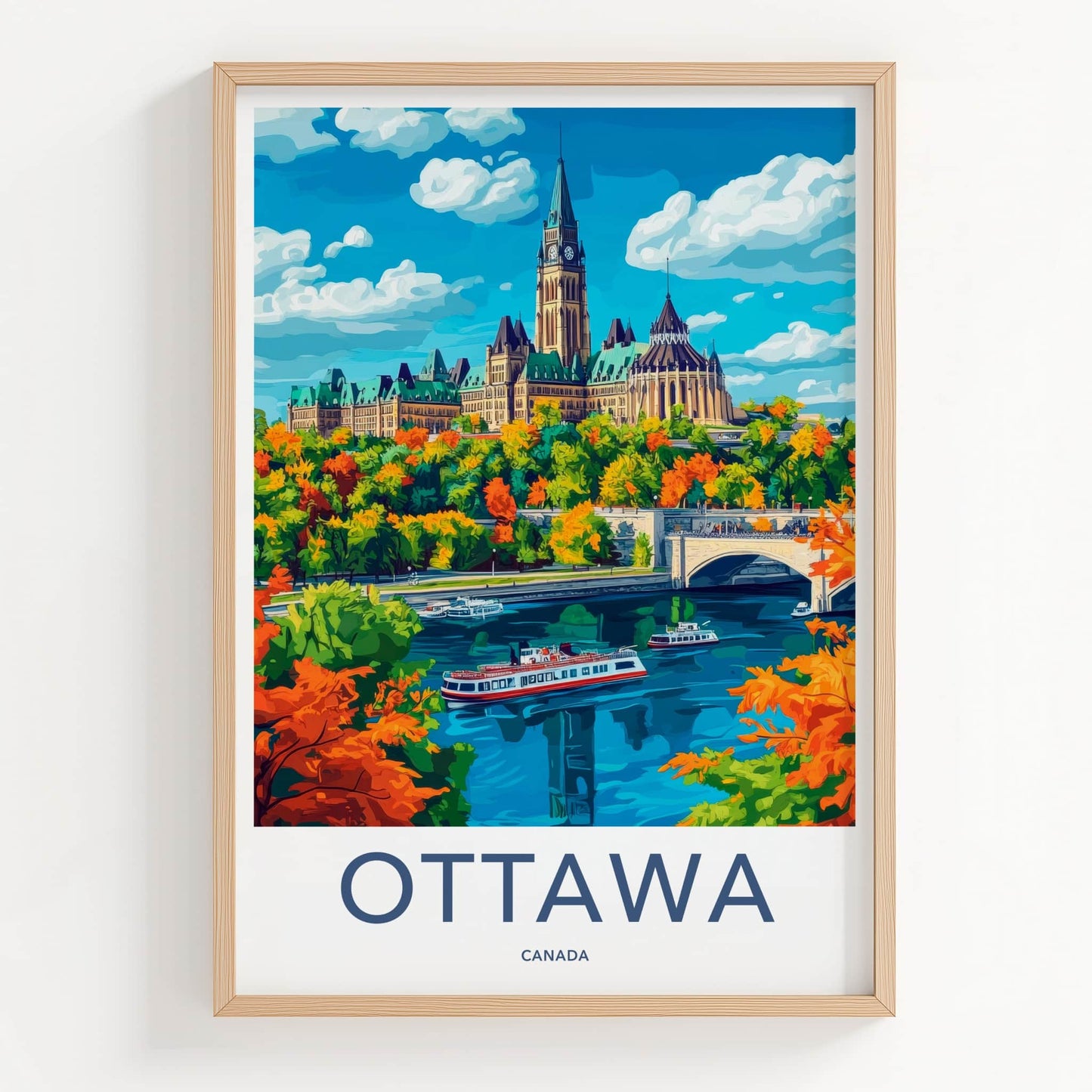 Ottawa Poster - Canada Framed Print - Autumn River Parliament Framed Decor