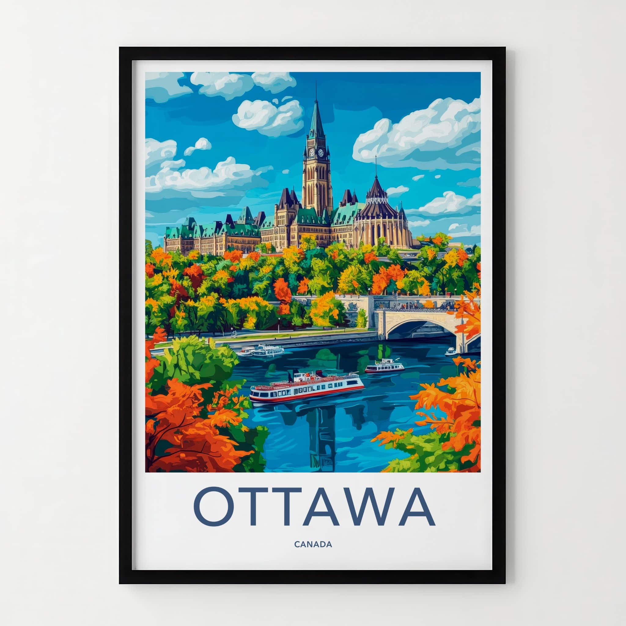 Ottawa Poster - Canada Framed Print - Autumn River Parliament Framed Decor