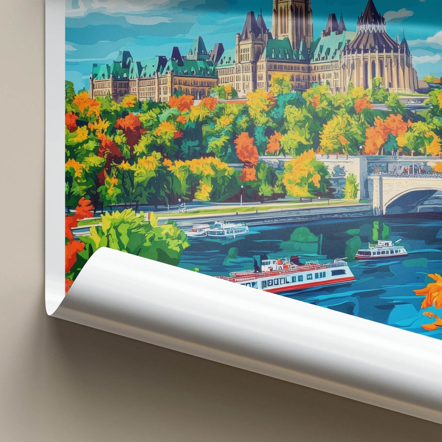 Ottawa Poster - Canada Framed Print - Autumn River Parliament Framed Decor