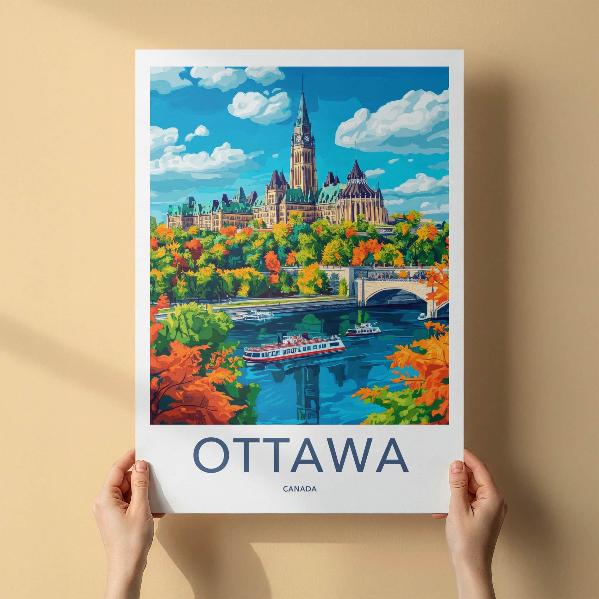 Ottawa Poster - Canada Framed Print - Autumn River Parliament Framed Decor