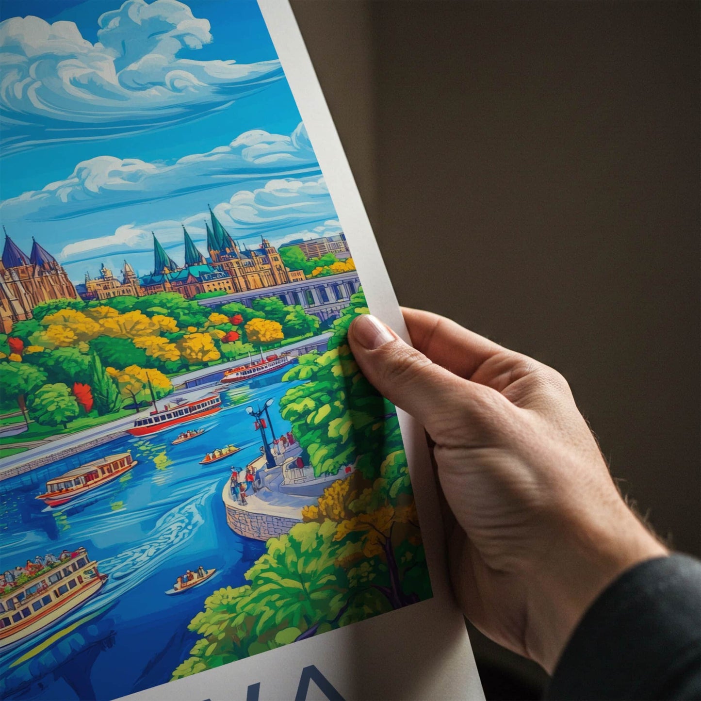 Ottawa Poster - Canada Travel Art - Colorful City Canal Home Decor