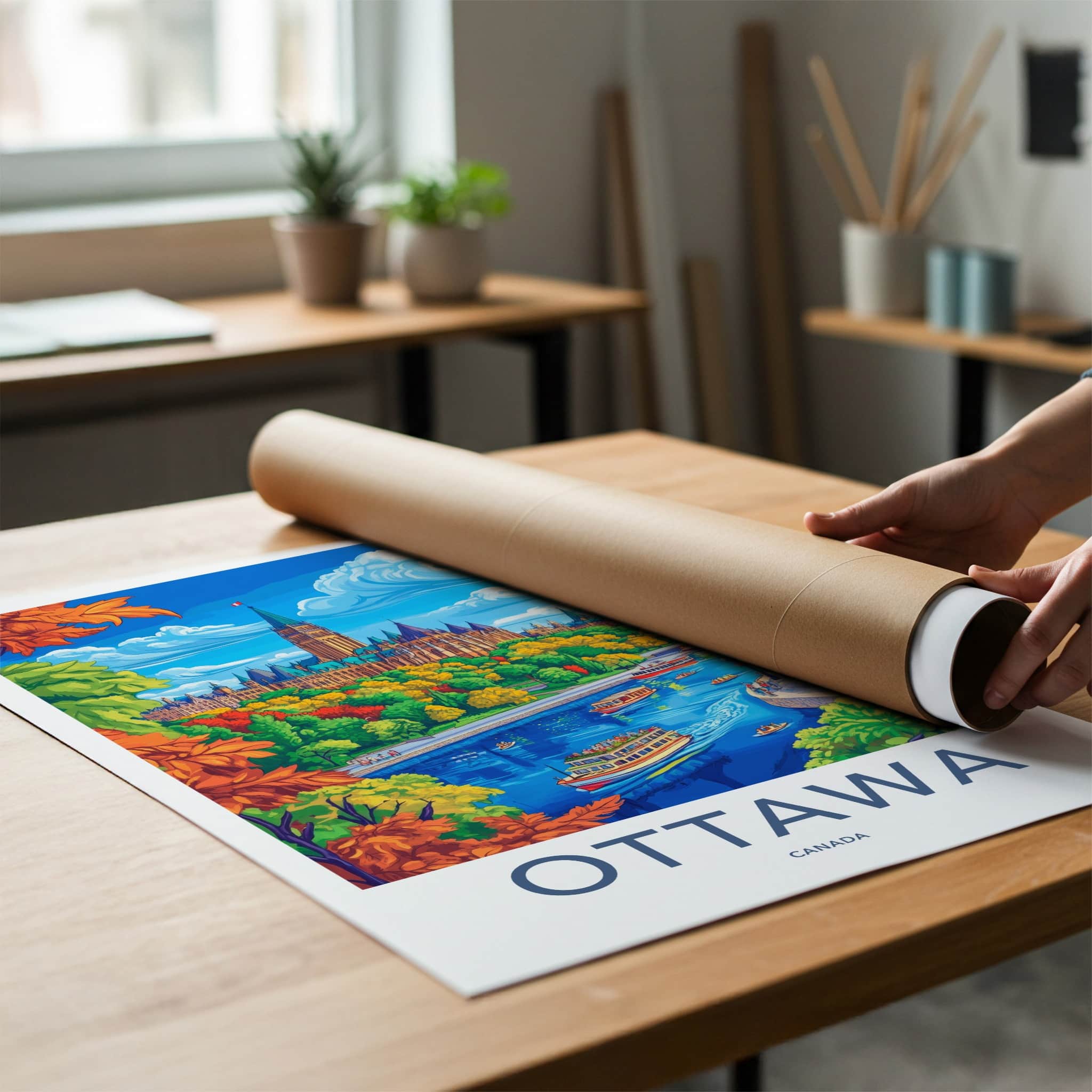 Ottawa Poster - Canada Travel Art - Colorful City Canal Home Decor