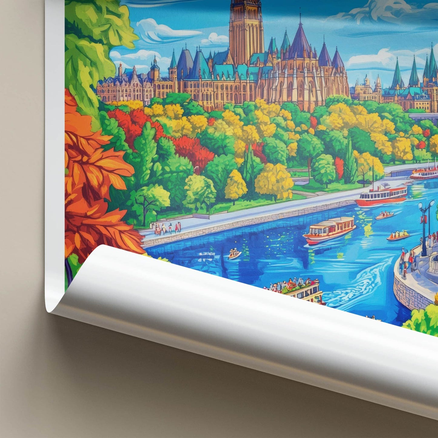 Ottawa Poster - Canada Travel Art - Colorful City Canal Home Decor