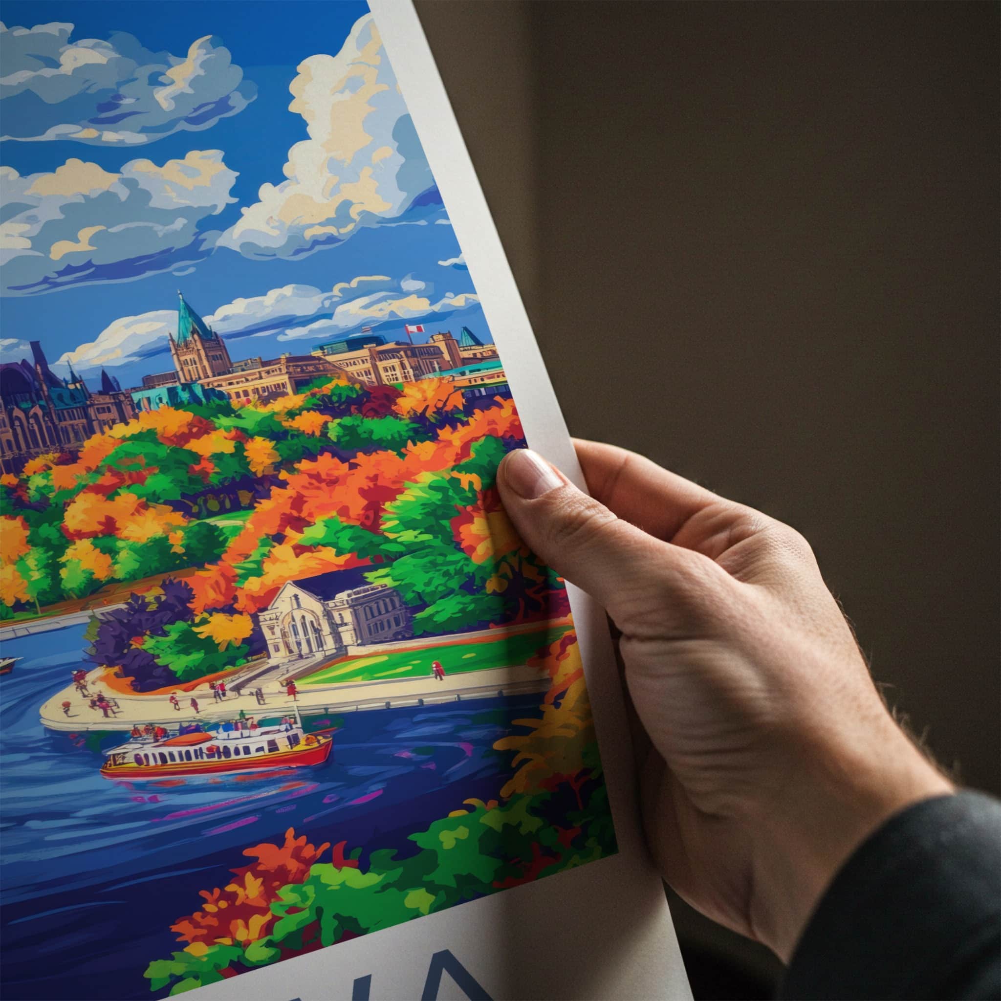 Ottawa Poster - Canada Travel Art - Parliament River Autumn Home Decor