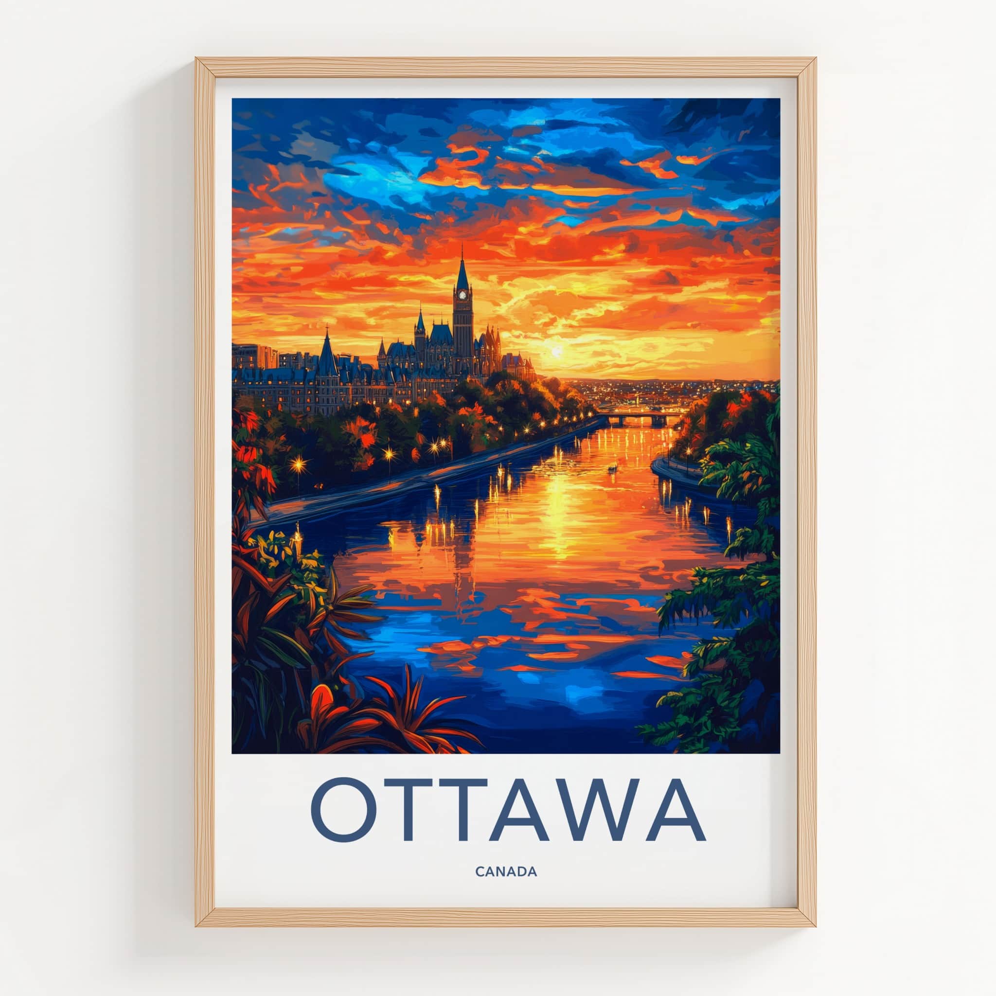 Ottawa Poster - Canada Travel Art - Vibrant City Sunset Home Decor