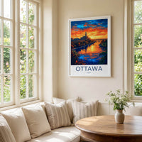Ottawa Poster - Canada Travel Art - Vibrant City Sunset Home Decor
