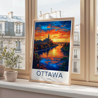 Ottawa Poster - Canada Travel Art - Vibrant City Sunset Home Decor