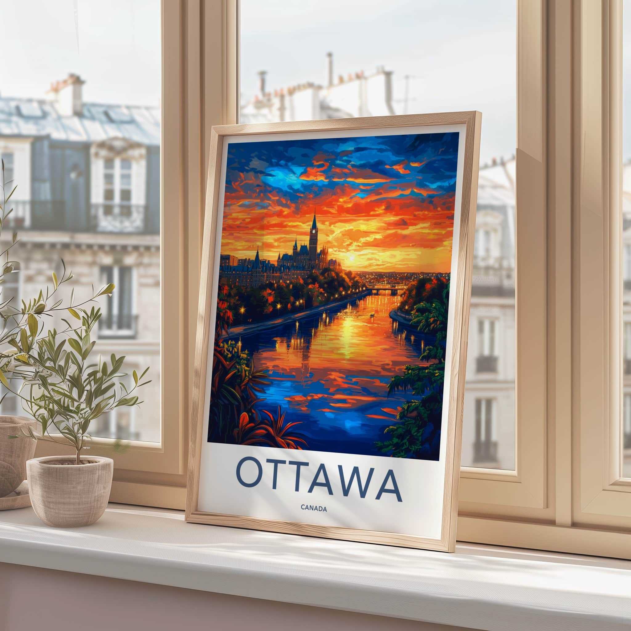Ottawa Poster - Canada Travel Art - Vibrant City Sunset Home Decor