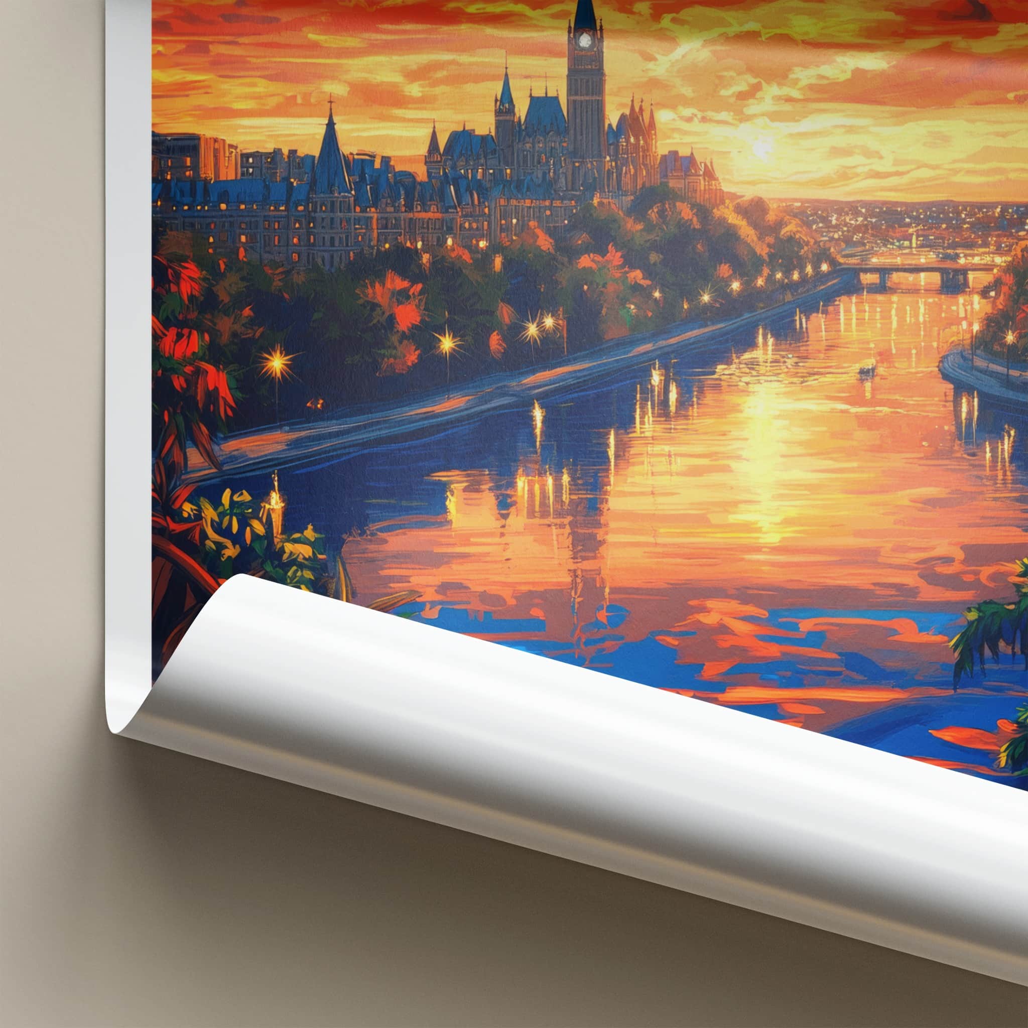 Ottawa Poster - Canada Travel Art - Vibrant City Sunset Home Decor