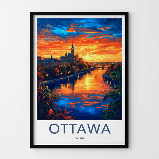 Ottawa Poster - Canada Travel Art - Vibrant City Sunset Home Decor