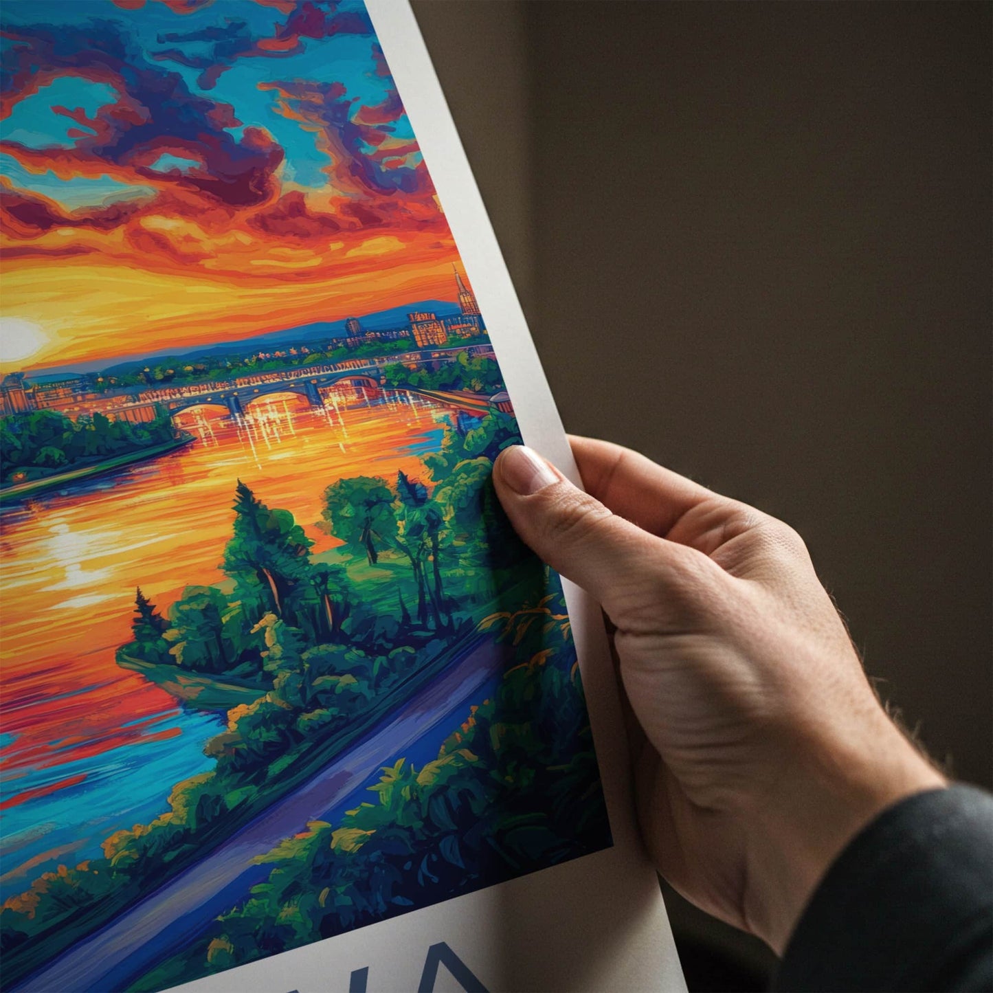 Ottawa Poster - Canada Travel Art - Vibrant River Skyline Home Decor
