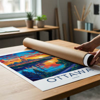 Ottawa Poster - Canada Travel Art - Vibrant River Skyline Home Decor