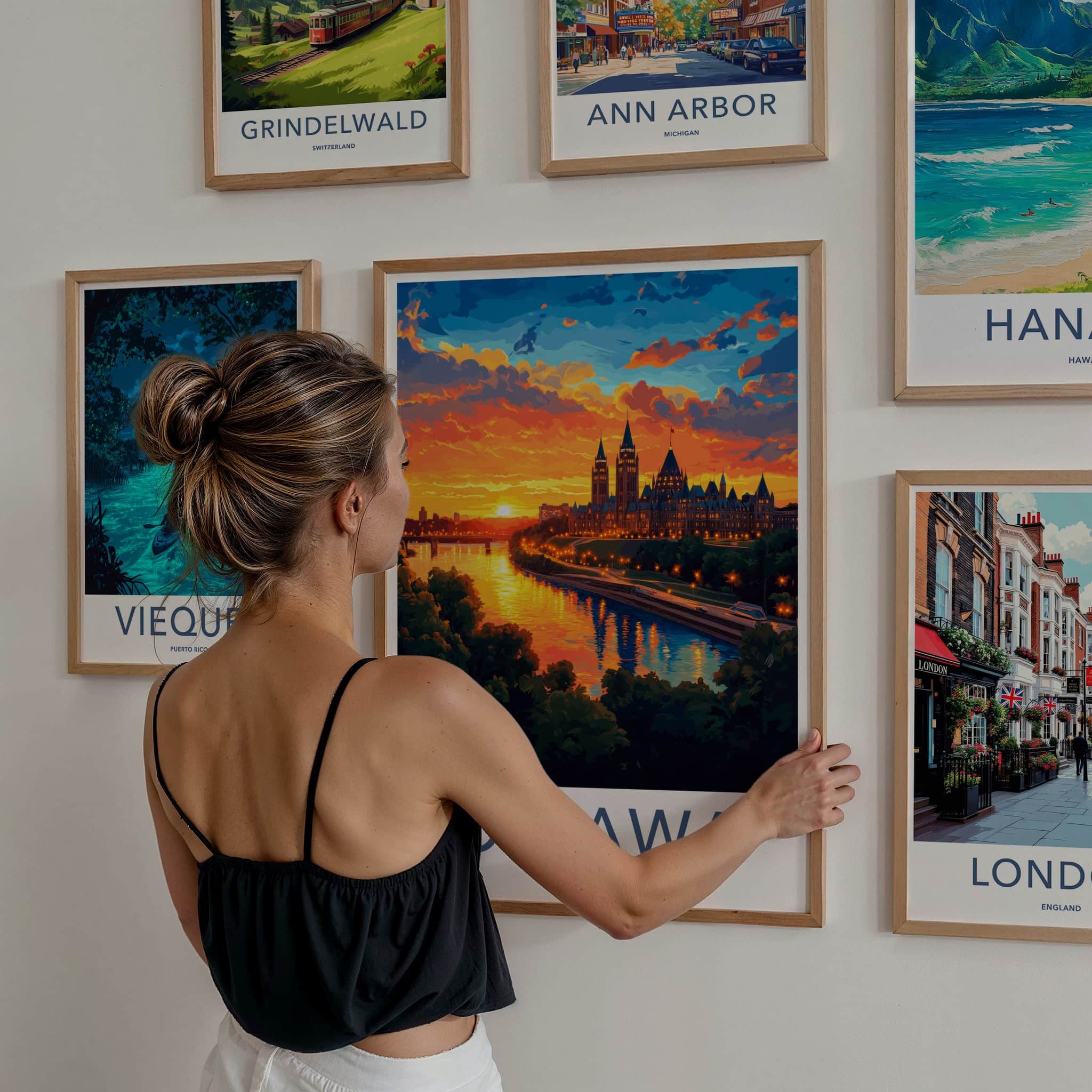 Ottawa Poster - Canada Wall Art - Cityscape Sunset River Home Decor