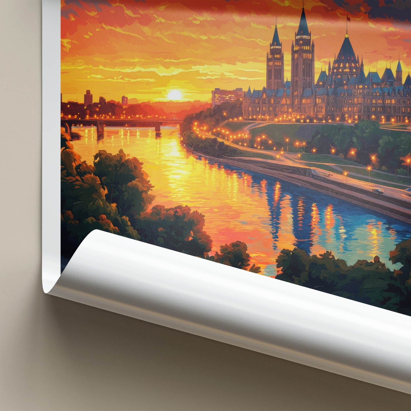 Ottawa Poster - Canada Wall Art - Cityscape Sunset River Home Decor