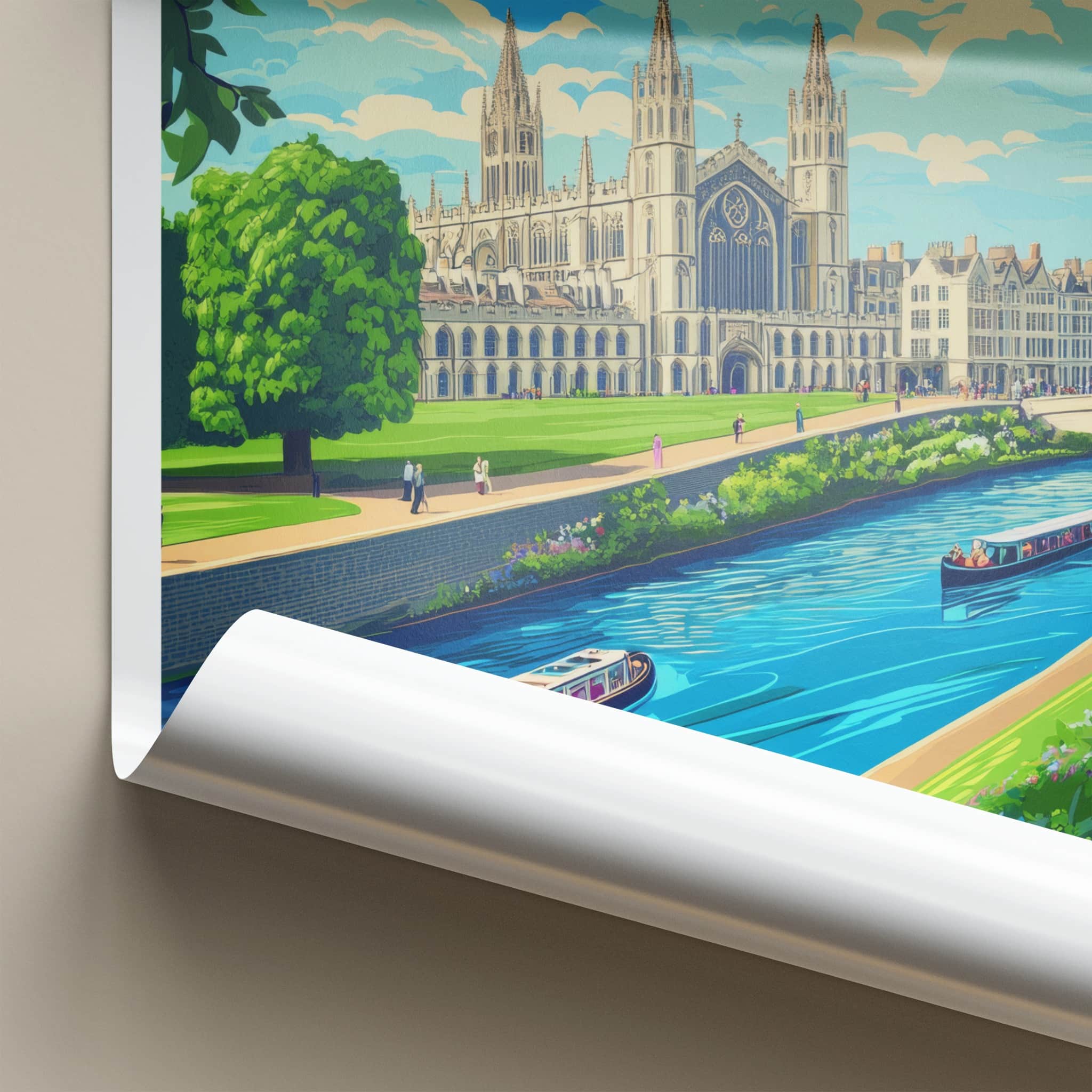 Oxford Poster - England Travel Art - Historic College River Home Decor
