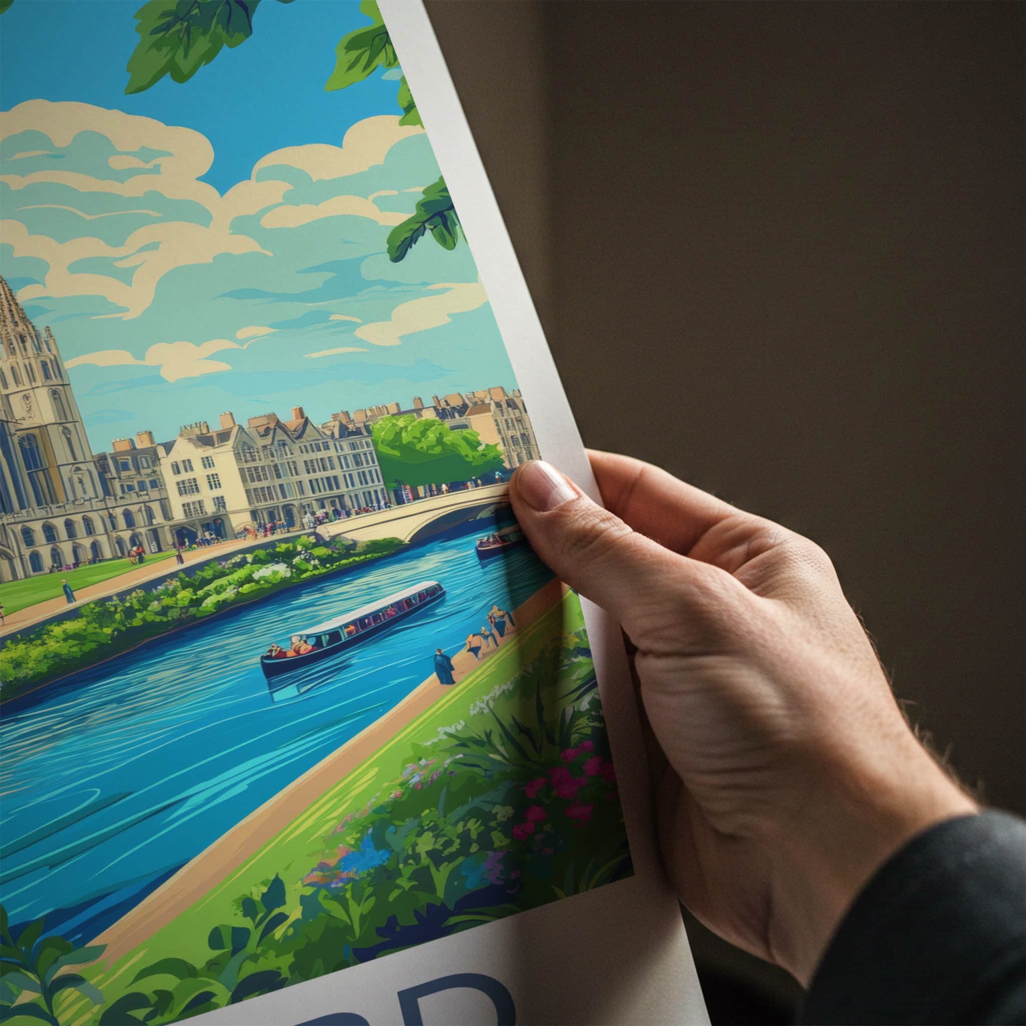 Oxford Poster - England Travel Art - Historic College River Home Decor