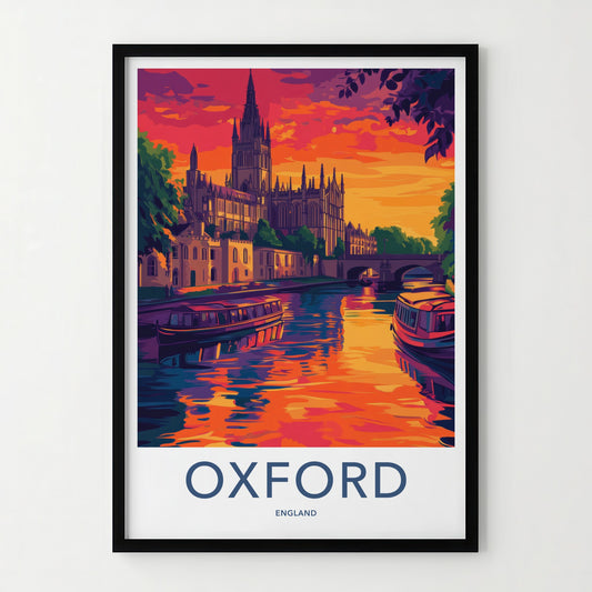 Oxford Poster - England Travel Art - Vibrant River City Wall Decor