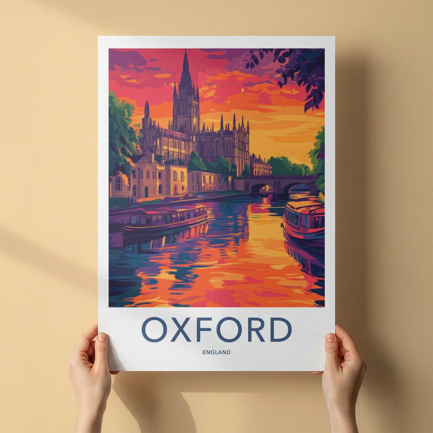 Oxford Poster - England Travel Art - Vibrant River City Wall Decor