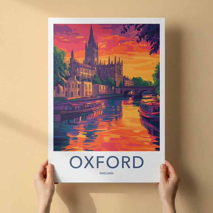 Oxford Poster - England Travel Art - Vibrant River City Wall Decor