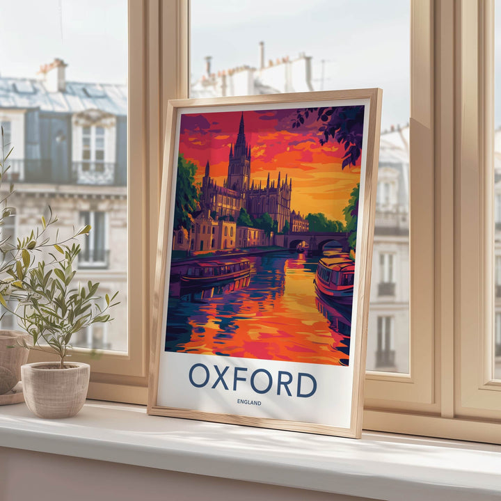 Oxford Poster - England Travel Art - Vibrant River City Wall Decor