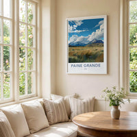 PAINE GRANDE Poster - Chile Travel Art - Vibrant Mountain Landscape Home Decor