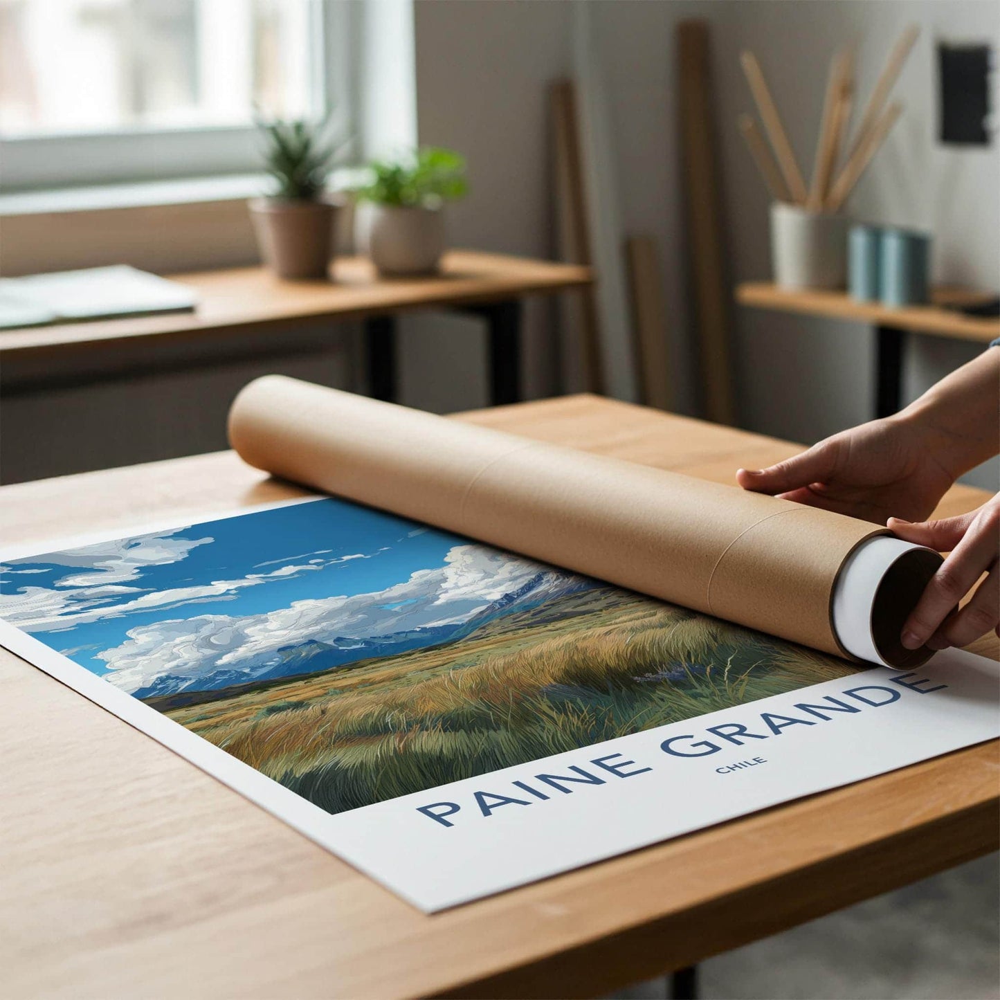 PAINE GRANDE Poster - Chile Travel Art - Vibrant Mountain Landscape Home Decor
