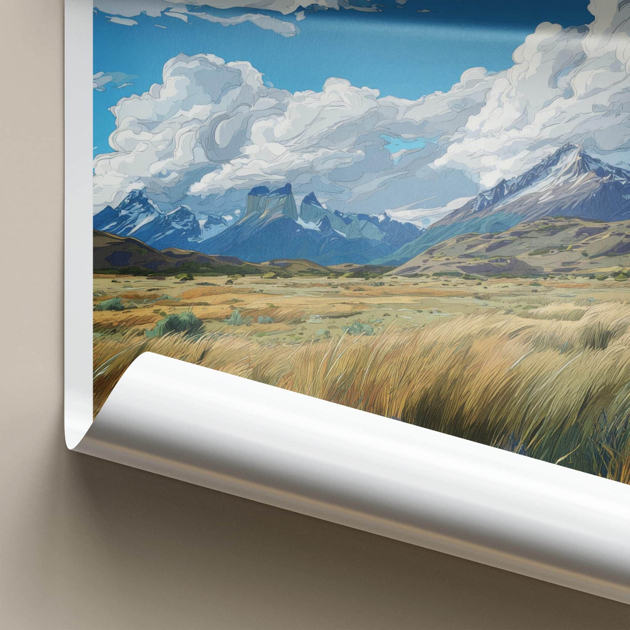 PAINE GRANDE Poster - Chile Travel Art - Vibrant Mountain Landscape Home Decor