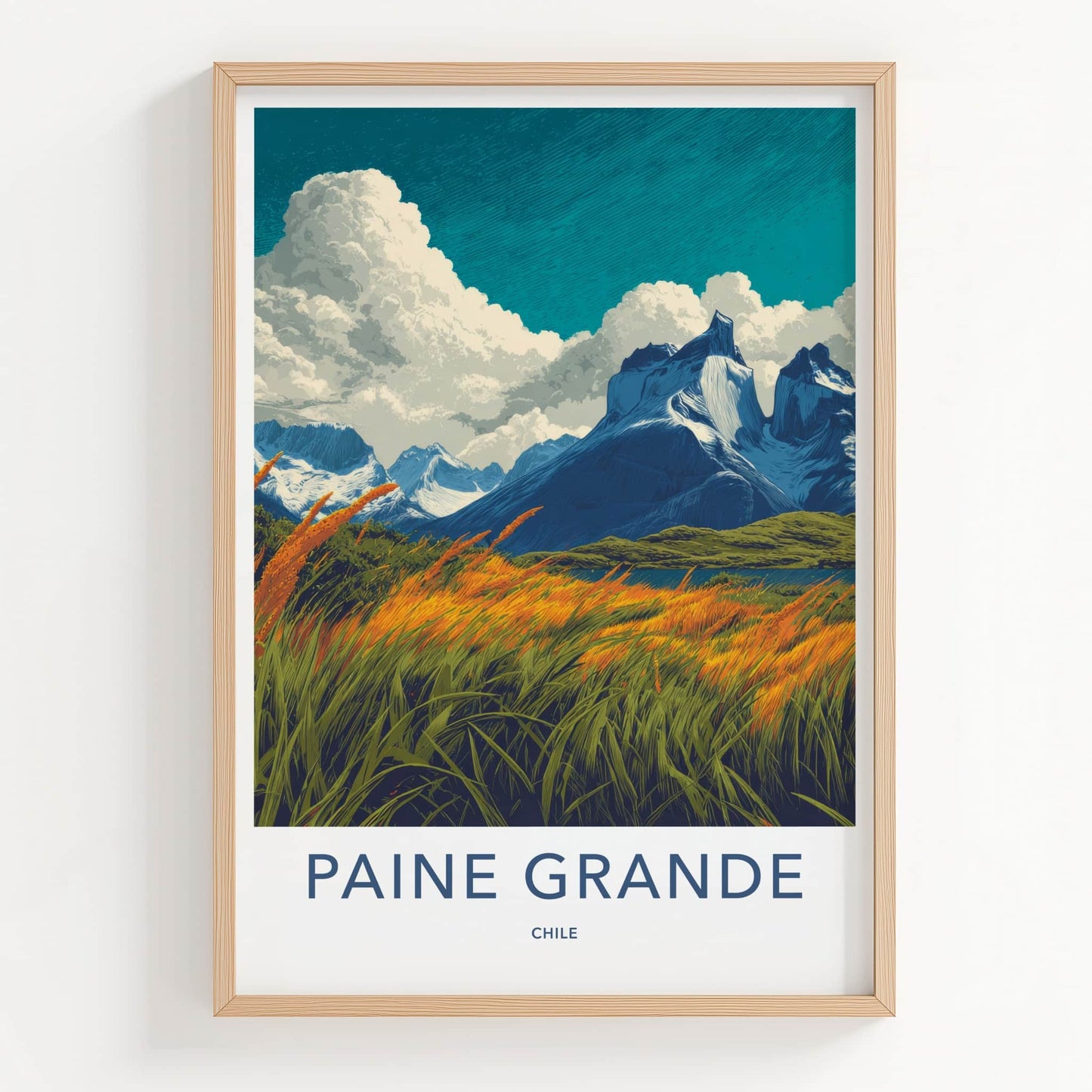 Paine Grande Poster - Chile Travel Print - Snowy Mountains Home Decor