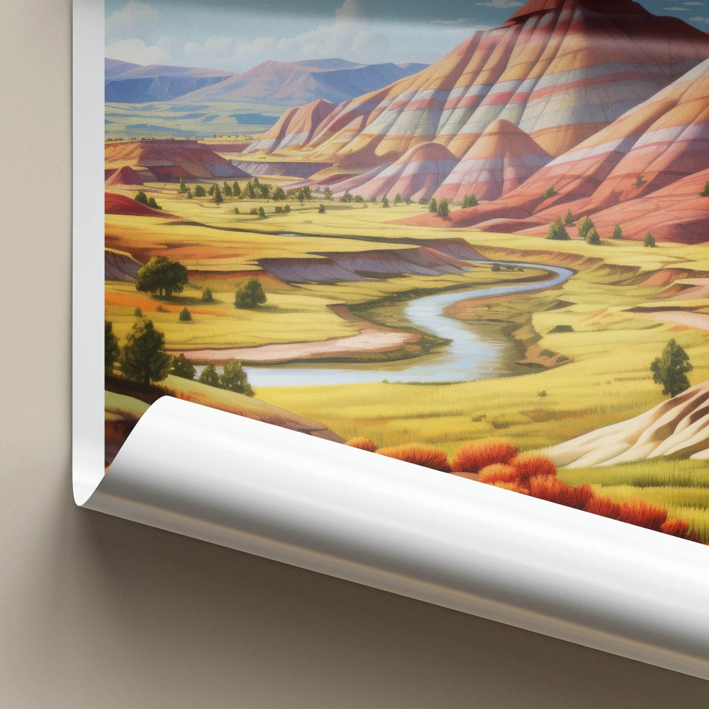Painted Hills Poster - Oregon Wall Art - Vibrant Hills Stream Home Decor