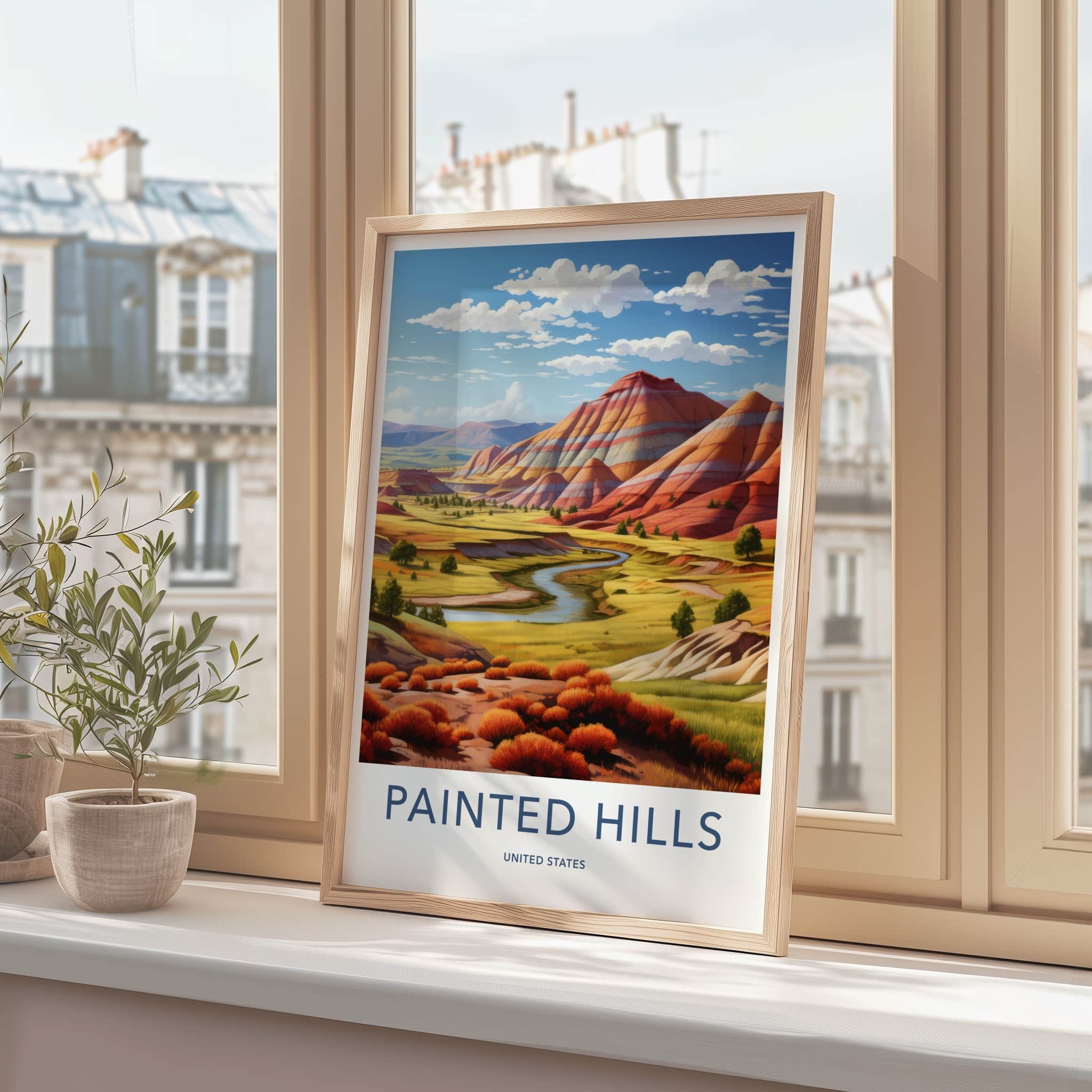 Painted Hills Poster - Oregon Wall Art - Vibrant Hills Stream Home Decor