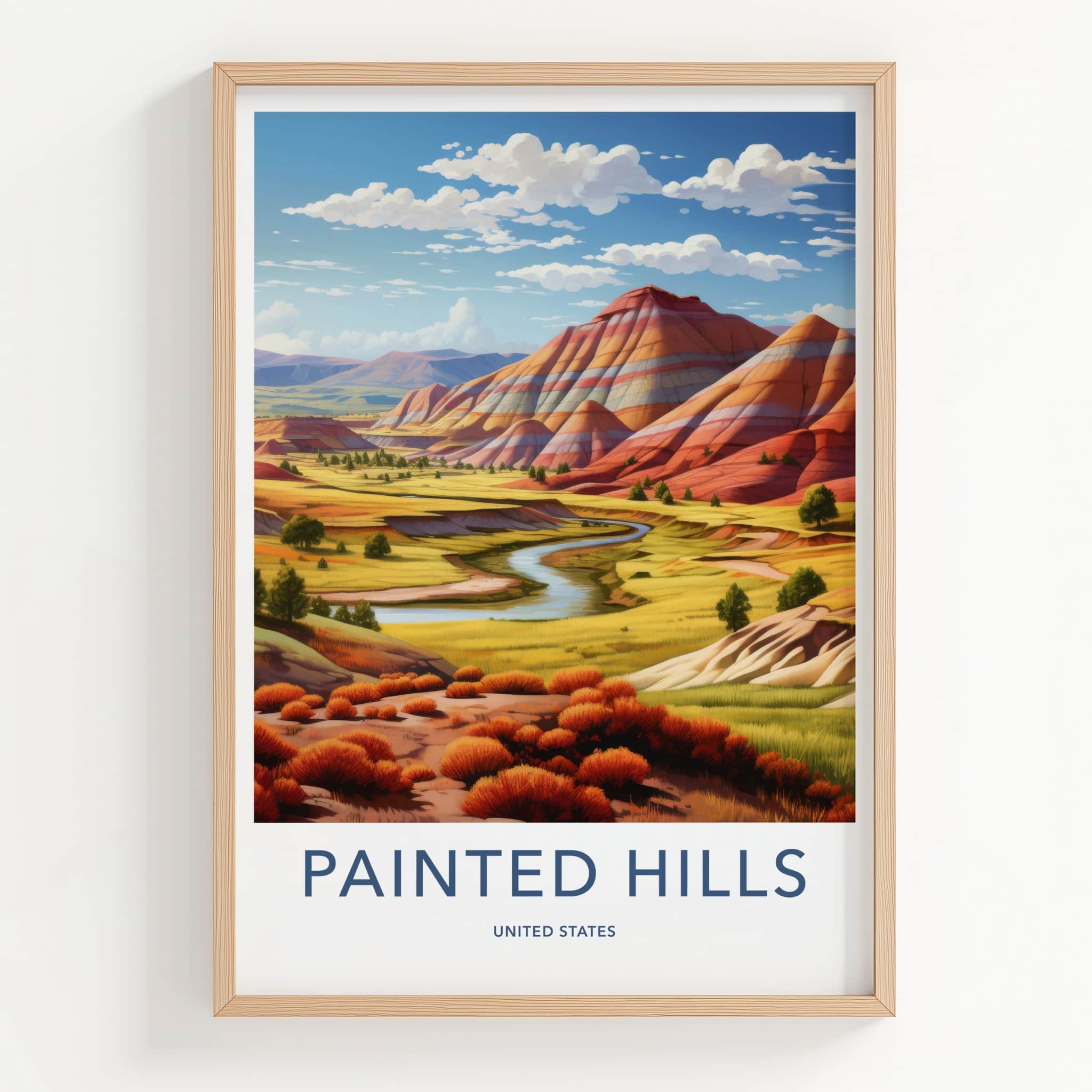 Painted Hills Poster - Oregon Wall Art - Vibrant Hills Stream Home Decor