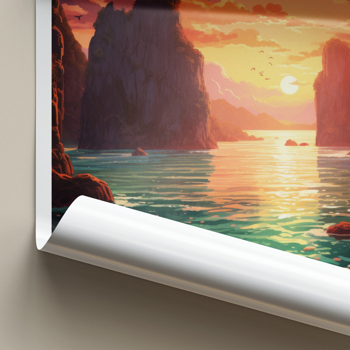 Palawan Poster - Philippines Travel Art - Island bay sunset Home Decor