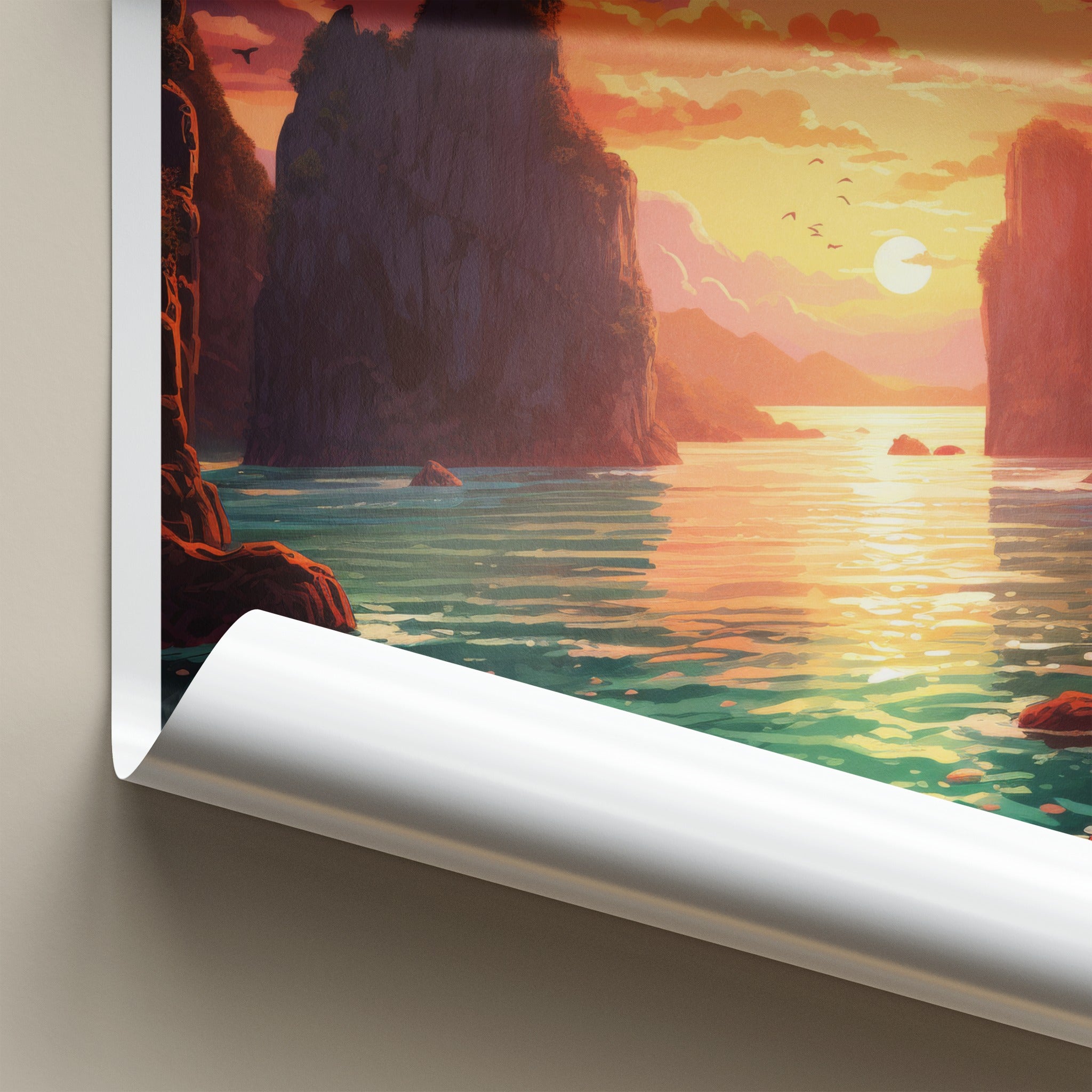 Palawan Poster - Philippines Travel Art - Island bay sunset Home Decor